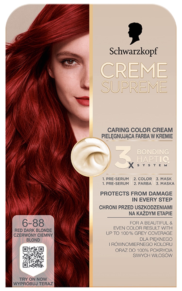 CREME SUPREME SCHWARZKOPF, CREME SUPREME, plaukų dažai, 6-88 INTENSIVE RED, 1 vnt.