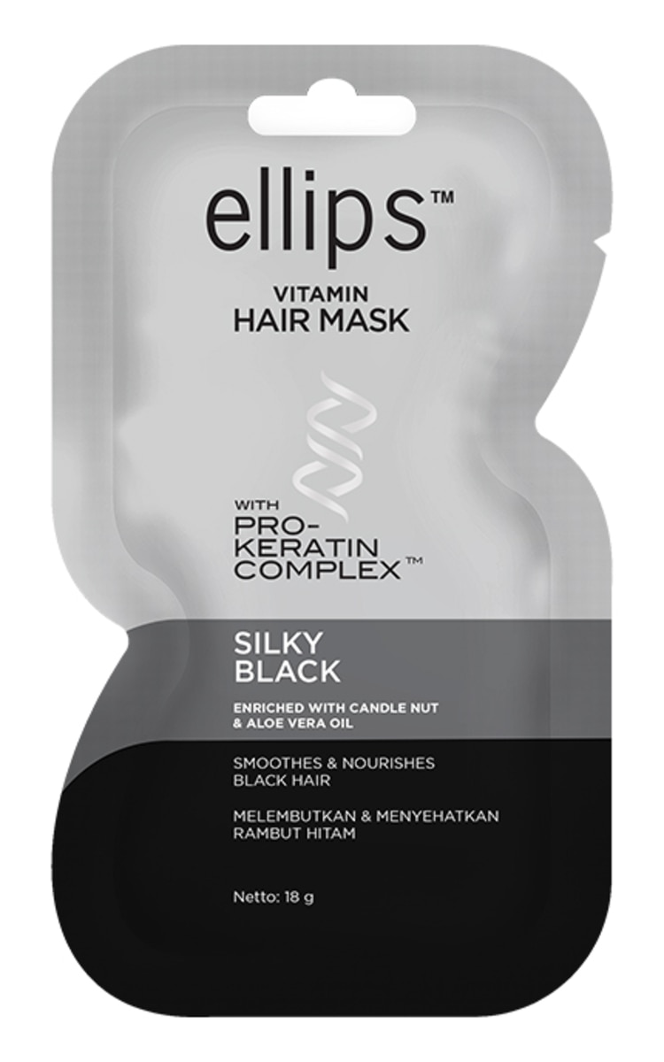 ELLIPS ELLIPS, SILKY BLACK PRO KERATIN, plaukų kaukė, 18 g.