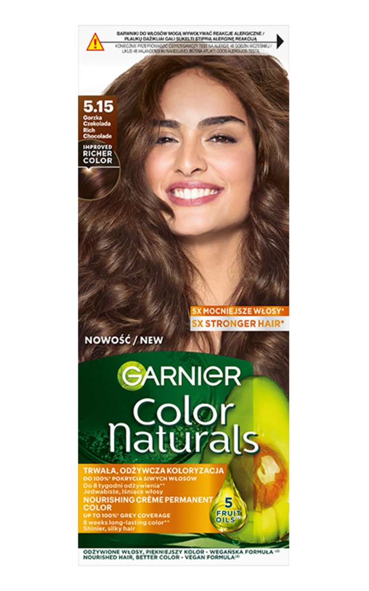 GARNIER COLOR NATURALS GARNIER, COLOR NATURALS, 5.15 RICH CHOCOLATE, maitinamieji plaukų dažai, 1 vnt.