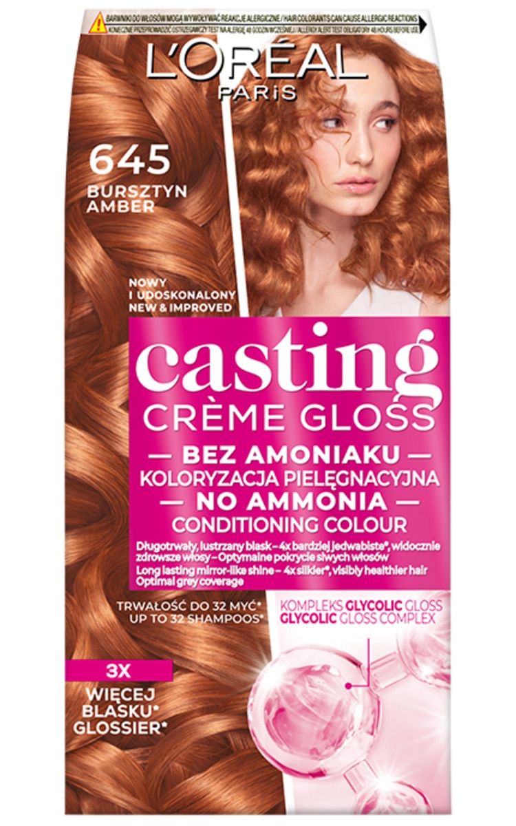 L′ORÉAL PARIS CASTING CREME GLOSS L'OREAL PARIS, CASTING CREME GLOSS, plaukų dažai, 645 AMBER, 1 vnt.