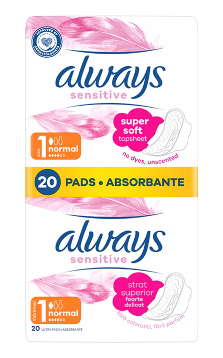 ALWAYS ALWAYS, SENSITIVE NORMAL PLUS, S1, higieniniai paketai, 20 vnt. 20 vnt.