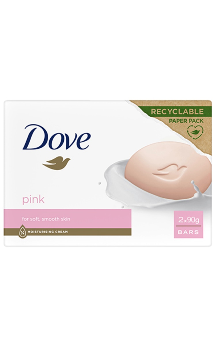 DOVE DOVE, BEAUTY BAR PINK, kietas muilas, 2 x 90 g.