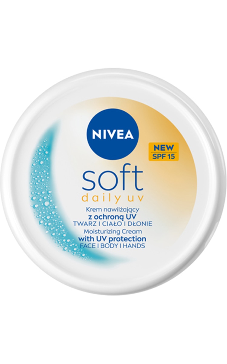 NIVEA NIVEA, SOFT, drėkinamasis kremas veidui, kūnui ir rankoms, SPF15, 100 ml.