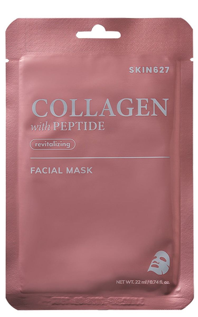 SKIN627 SKIN627, lakštinė veido kaukė, gaivinamoji, su kolagenu ir peptidais, 22 ml.