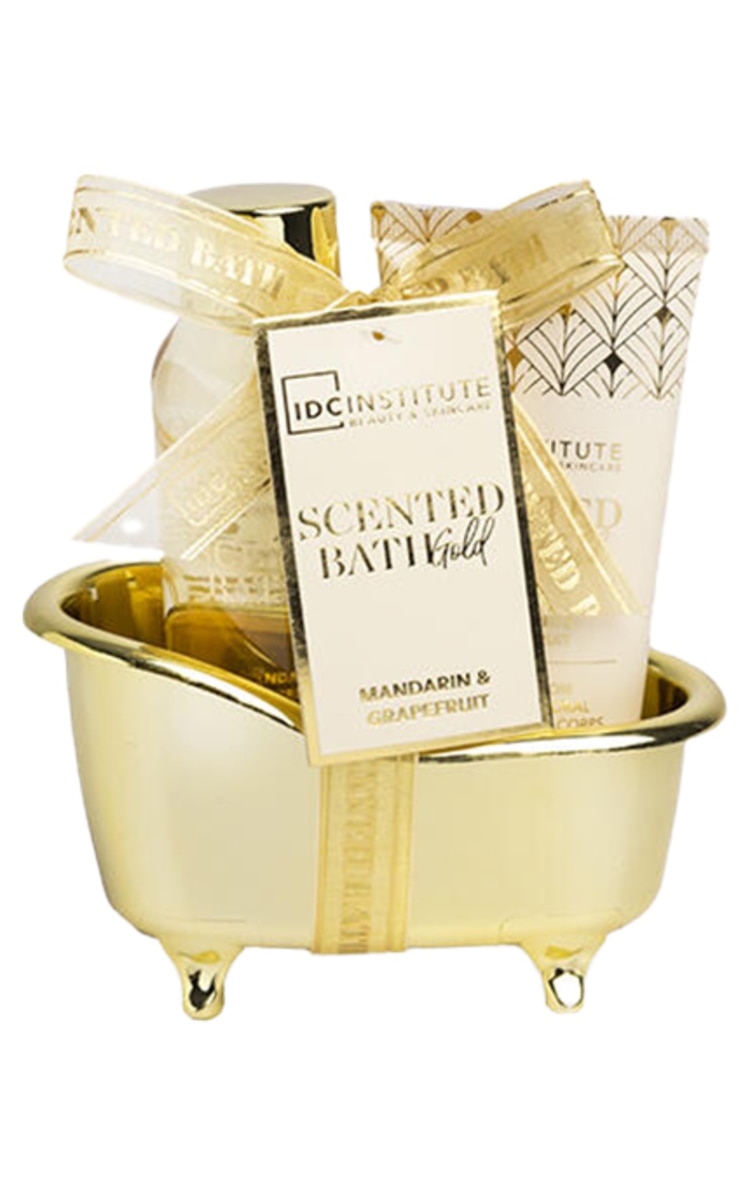 IDC INSTITUTE, SCENTED BATH GOLD, vonios rinkinys: dušo želė 100 ml., kūno losjonas 50 ml.