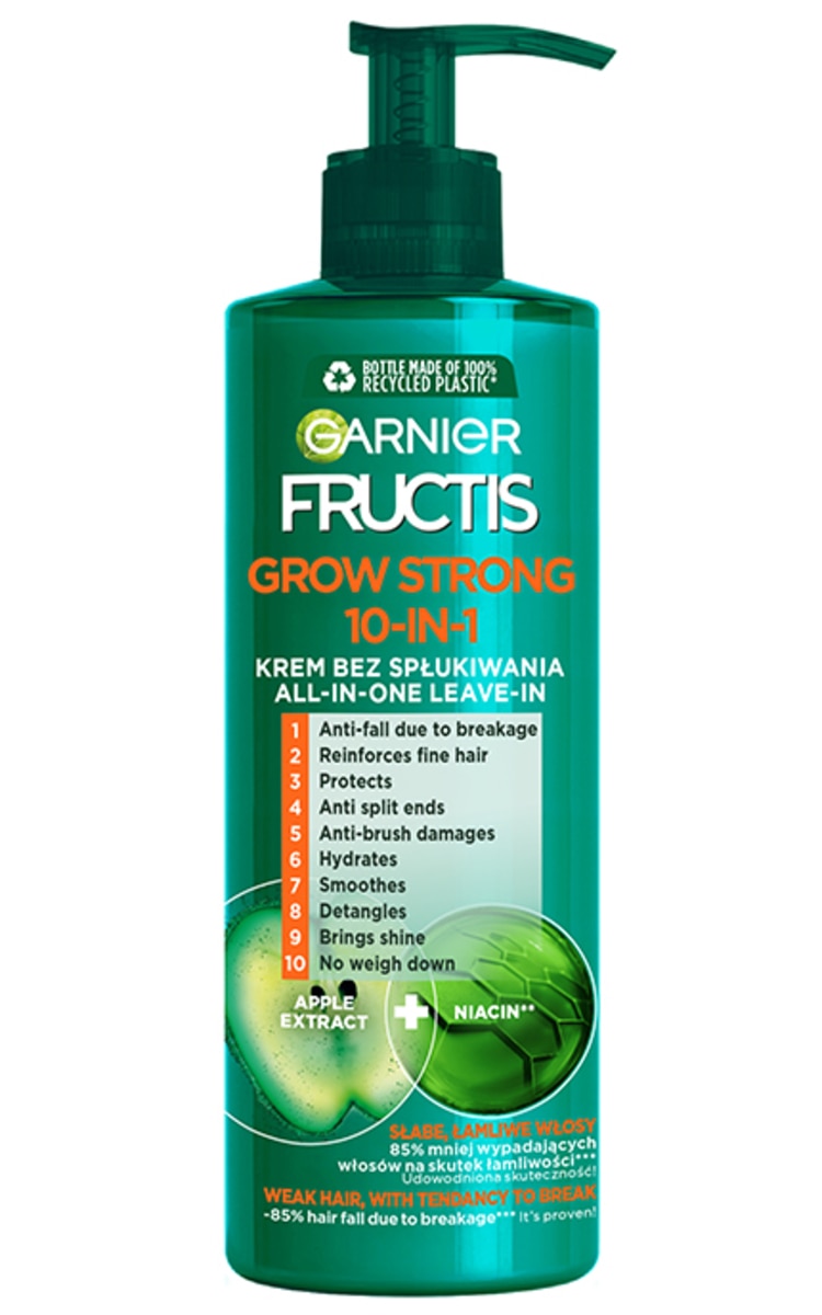 GARNIER FRUCTIS GARNIER FRUCTIS, GOODBYE DAMAGE, nenuplaunamasis kremas 10in1, silpnų ir lūžinėjančių plaukų kondicionierius, 400 ml.