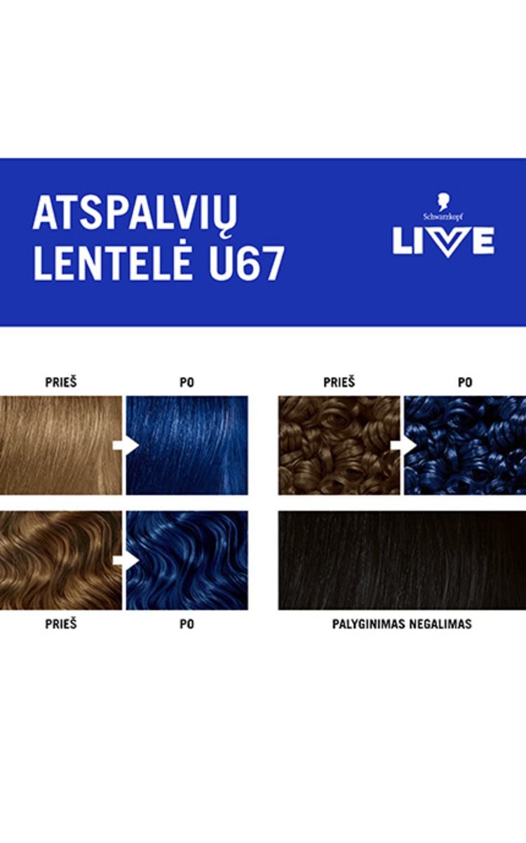 SCHWARZKOPF, LIVE, plaukų dažai, BLUE MERCURY U67, 1 vnt. 663689