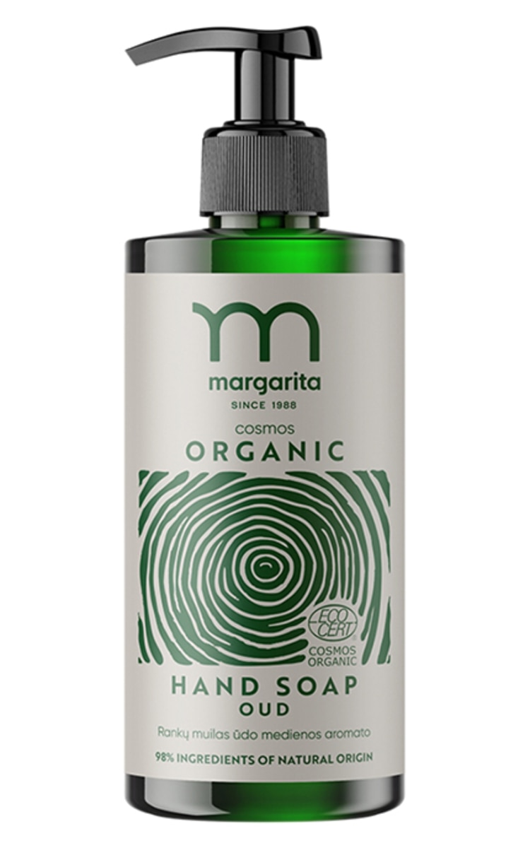 MARGARITA MARGARITA, COSMOS ORGANIC, rankų muilas ūdo medienos aromato, 300 ml.
