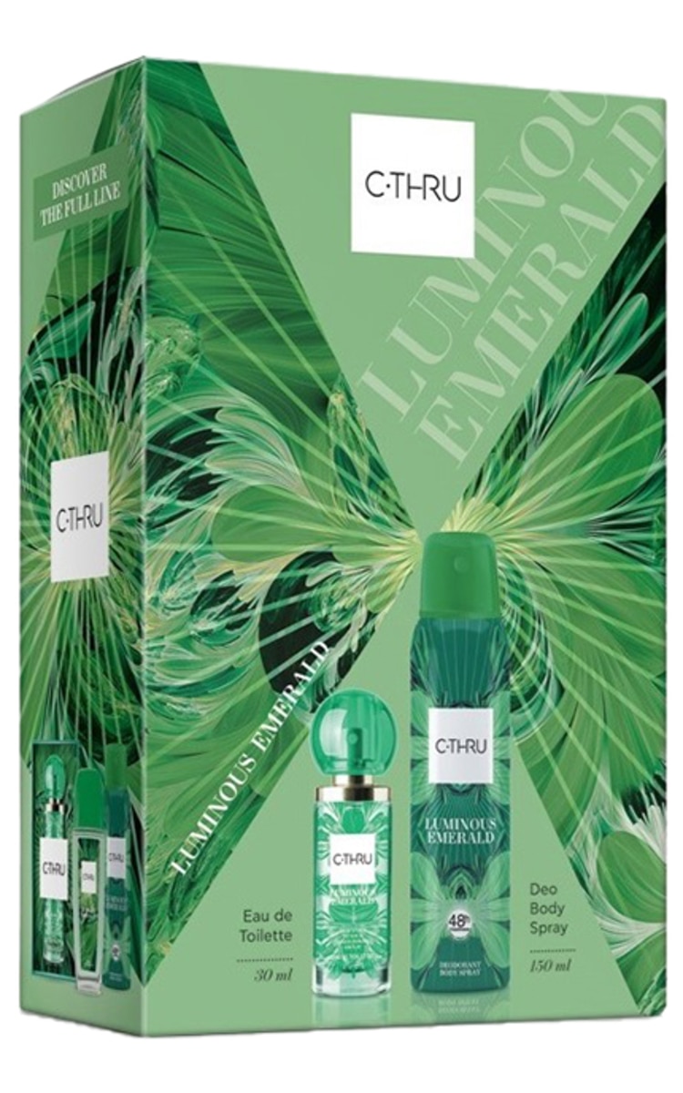 C-THRU C-THRU, LUMINOUS EMERALD, rinkinys: EDT 30 ml. + purškiama dezodorantas 150 ml. 1 vnt.