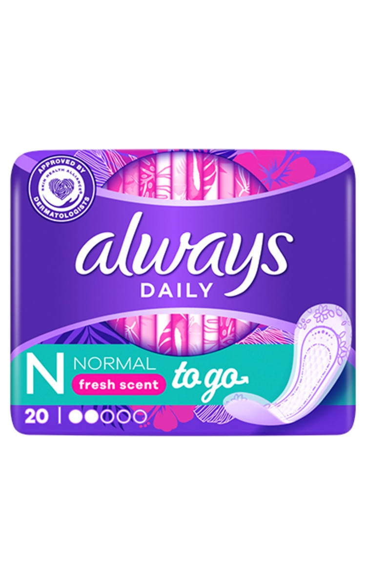 ALWAYS ALWAYS, DAILIES TO GO FRESH SCENT, higieniniai įklotai, 20 vnt. 20 vnt.