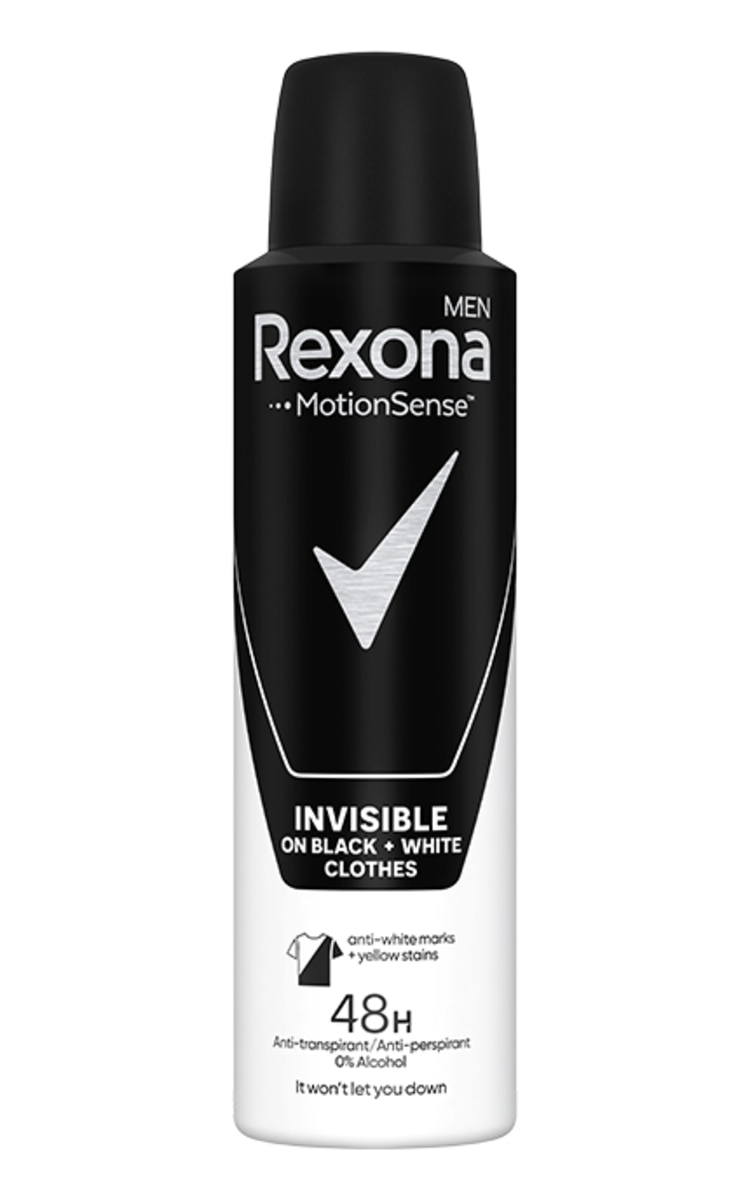 REXONA REXONA, BLACK&WHITE, purškiamas antiperspirantas vyrams, 150 ml 150 ml