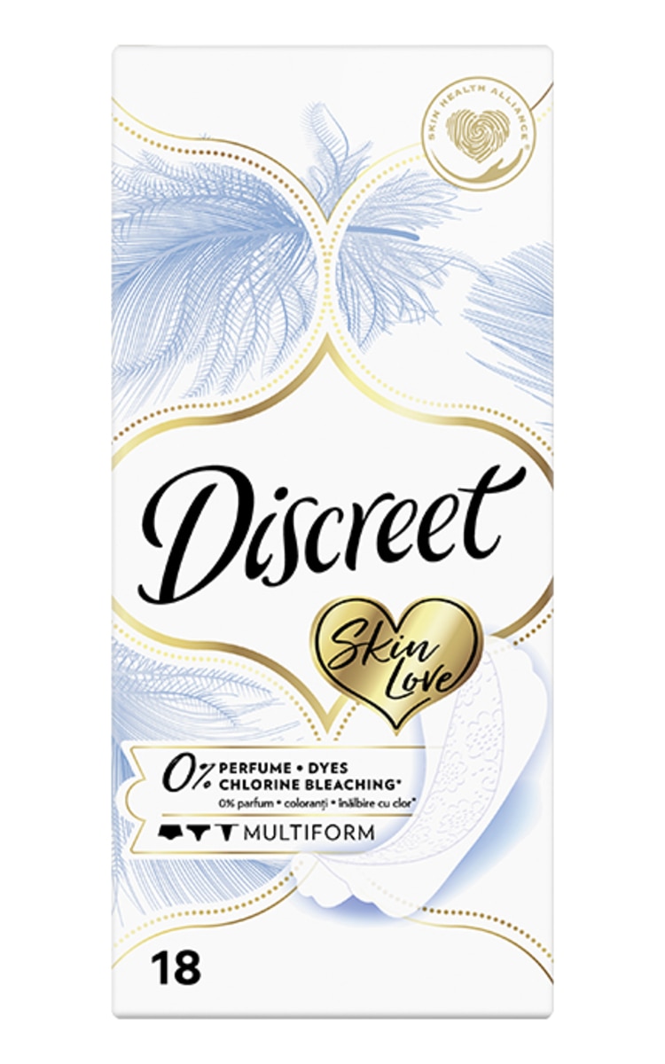 DISCREET DISCREET, MULTIFORM PURE WHITE COTTON, higieniniai įklotai, 18 vnt. 18 vnt.