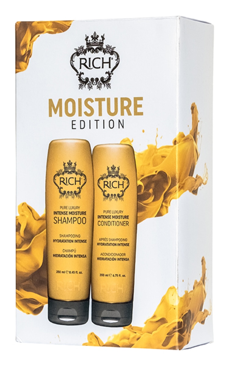 RICH RICH, MOISTURE, rinkinys: drėkinamasis šampūnas 250 ml. ir kondicionierius 200 ml. 1 vnt.