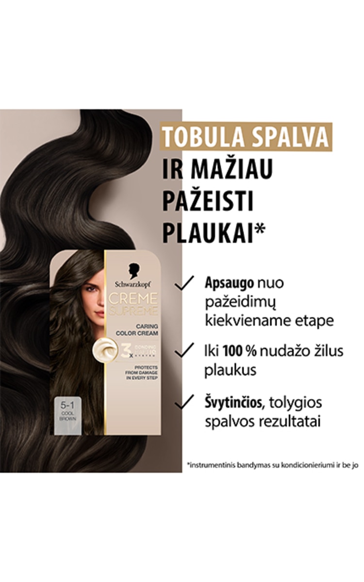 SCHWARZKOPF, CREME SUPREME, plaukų dažai, 5-1 COOL BROWN, 1 vnt