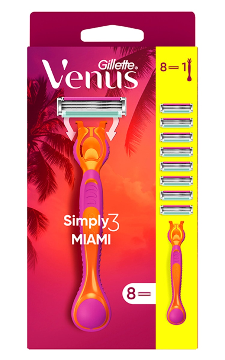 GILLETTE VENUS, SIMPLY 3, MIAMI HYBRID, vienkartiniai skustuvai, 8 vnt.