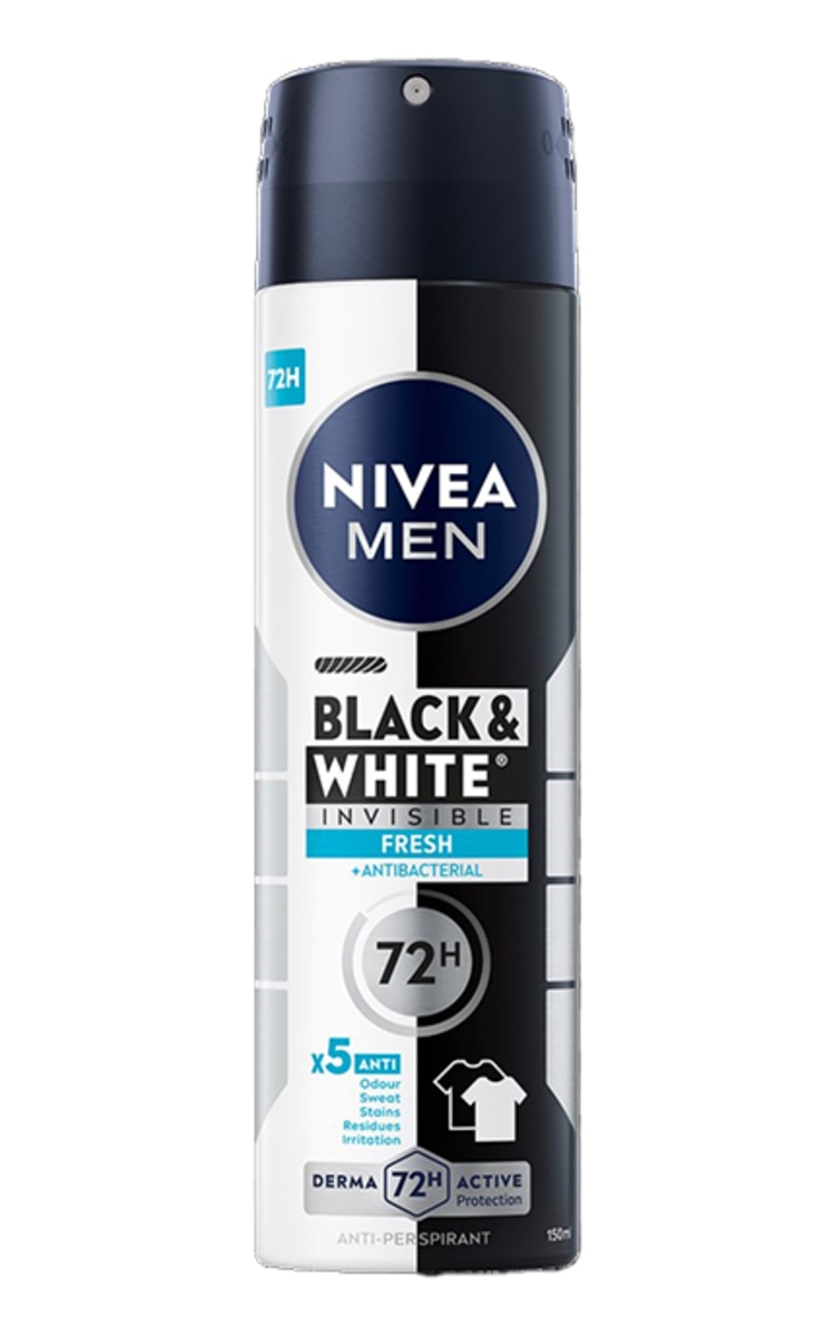 NIVEA MEN NIVEA MEN, BLACK&WHITE FRESH, purškiamasis dezodorantas, 150 ml 1 vnt.