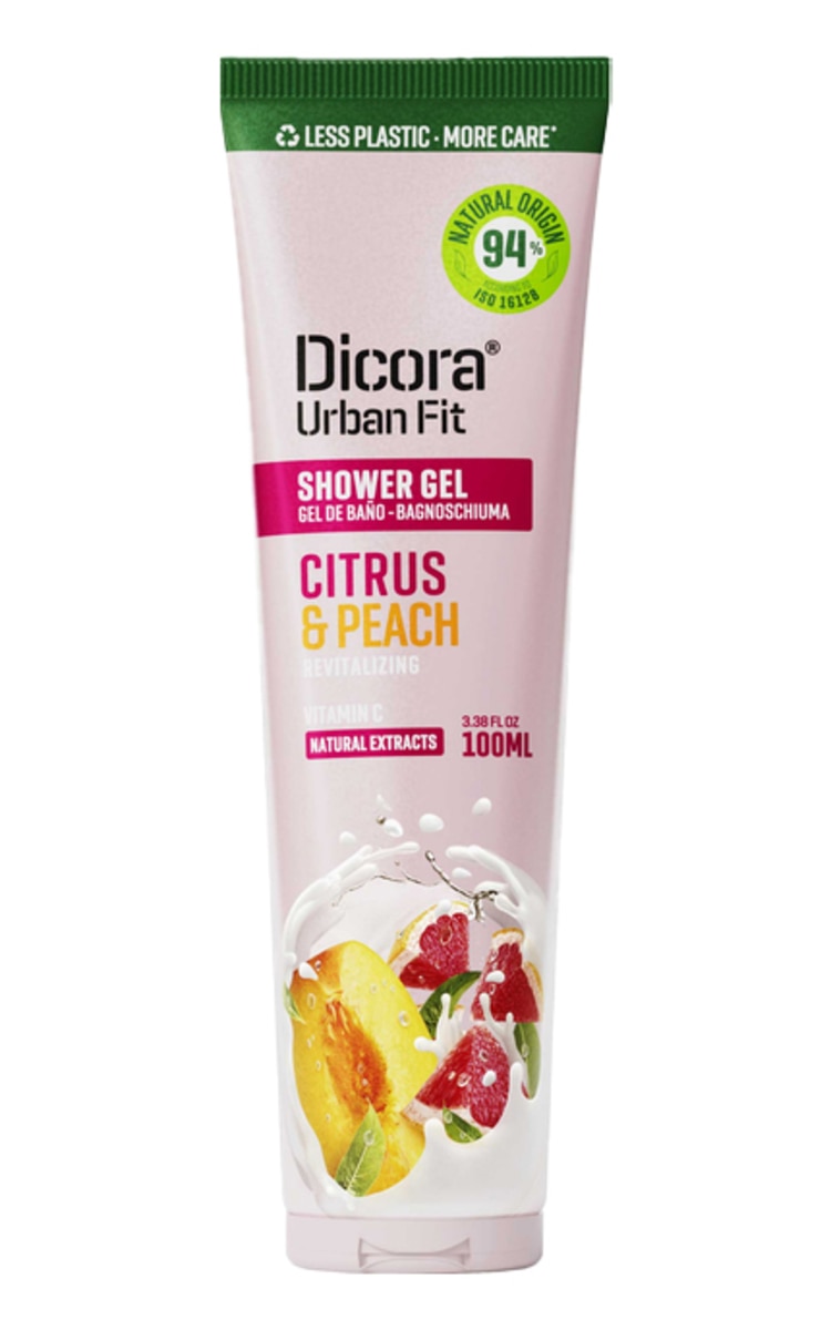 DICORA DICORA, URBAN FIT, CITRUS & PEACH REVITALIZING, maitinamasis dušo gelis, 100 ml.