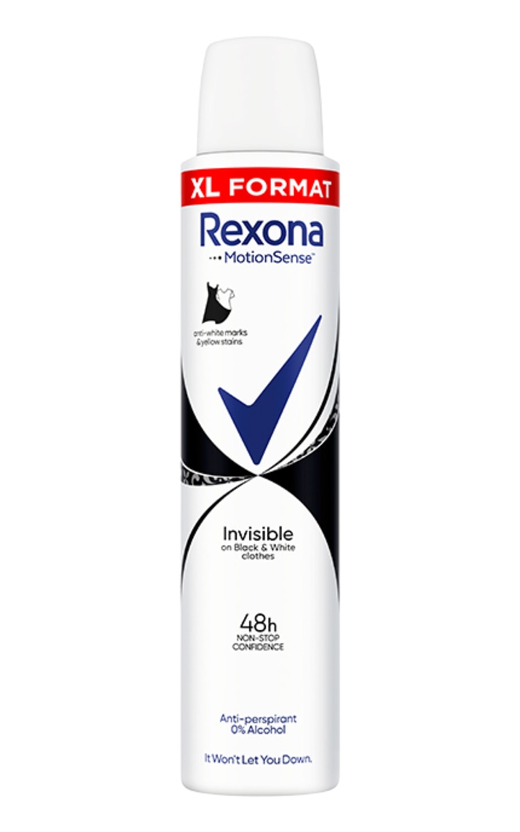 REXONA REXONA, INVISIBLE B&W, moteriškas purškiamas dezodorantas, 200 ml 200 ml