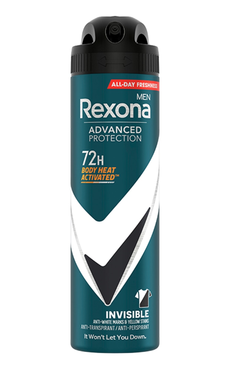 REXONA REXONA, ADVANCED PROTECTION, INVISIBLE BLACK & WHITE, purškiamas dezodorantas vyrams, 150 ml.  150 ml