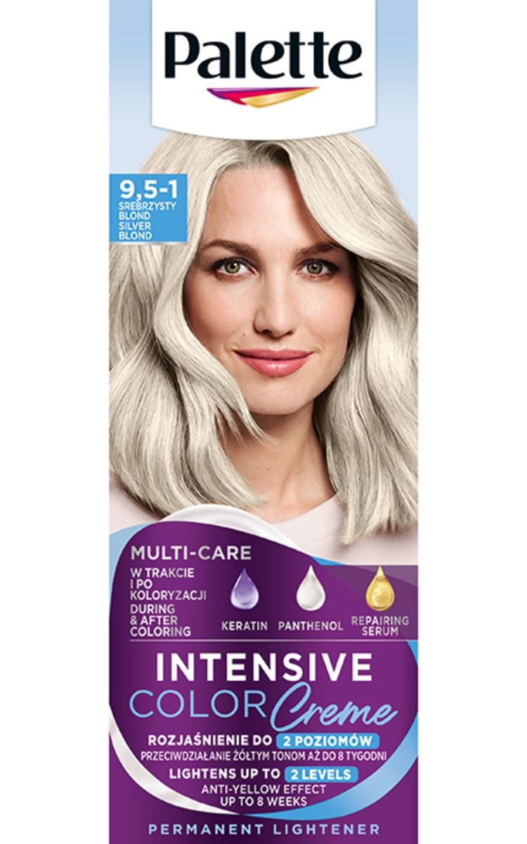 PALETTE PALETTE, INTENSIVE COLOR CREME, plaukų dažai, 9.5-1 SILVER BLOND, 1 rinkinys 1 vnt.