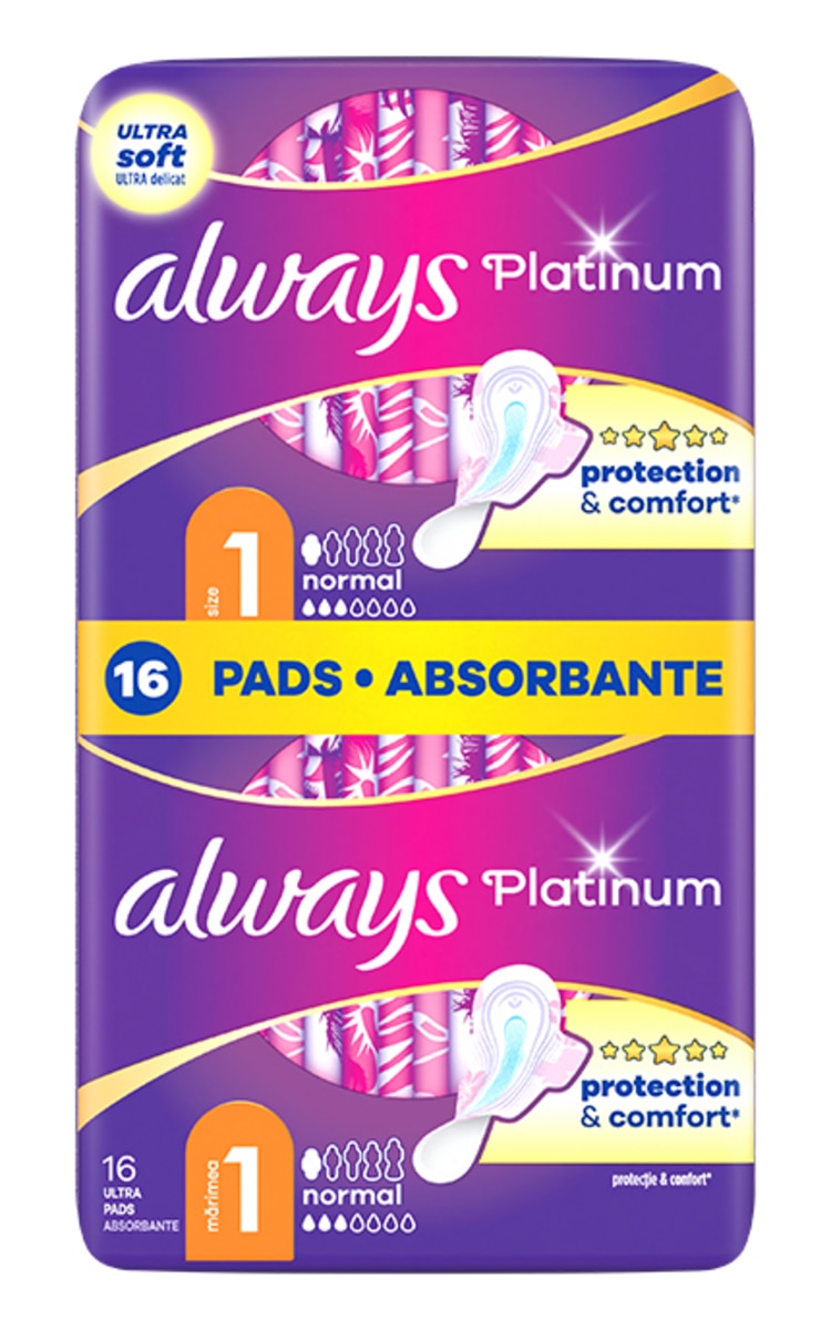 ALWAYS ALWAYS, PLATINUM NORMAL PLUS, higieniniai paketai, 16 vnt. 16 vnt.