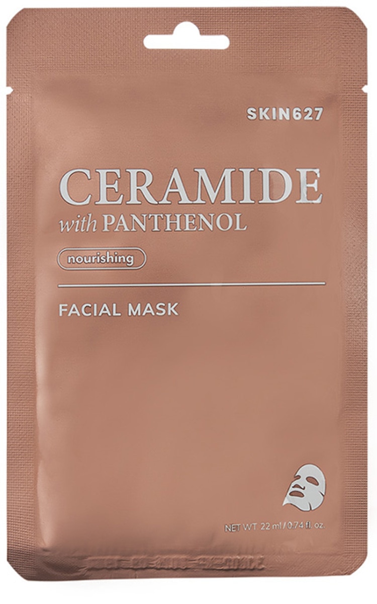 SKIN627 SKIN627, lakštinė veido kaukė, maitinamoji, su keramidais ir pantenoliu, 22 ml.