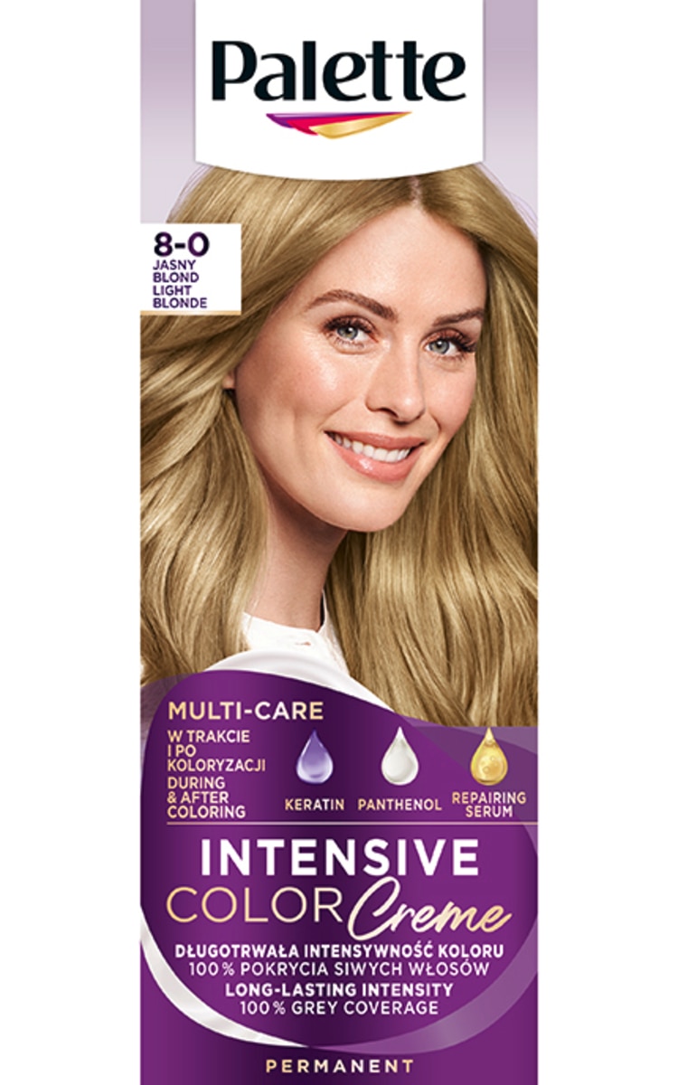 PALETTE PALETTE, INTENSIVE COLOR CREME, plaukų dažai, 8-0 LIGHT BLOND, 1 rinkinys