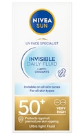  undefined undefined NIVEA, SUN, INVISIBLE DAILY FLUID, apsaugos nuo saulės fluidas kiekvienai dienai, SPF 50+ (labai aukšta apsauga), 40 ml. 