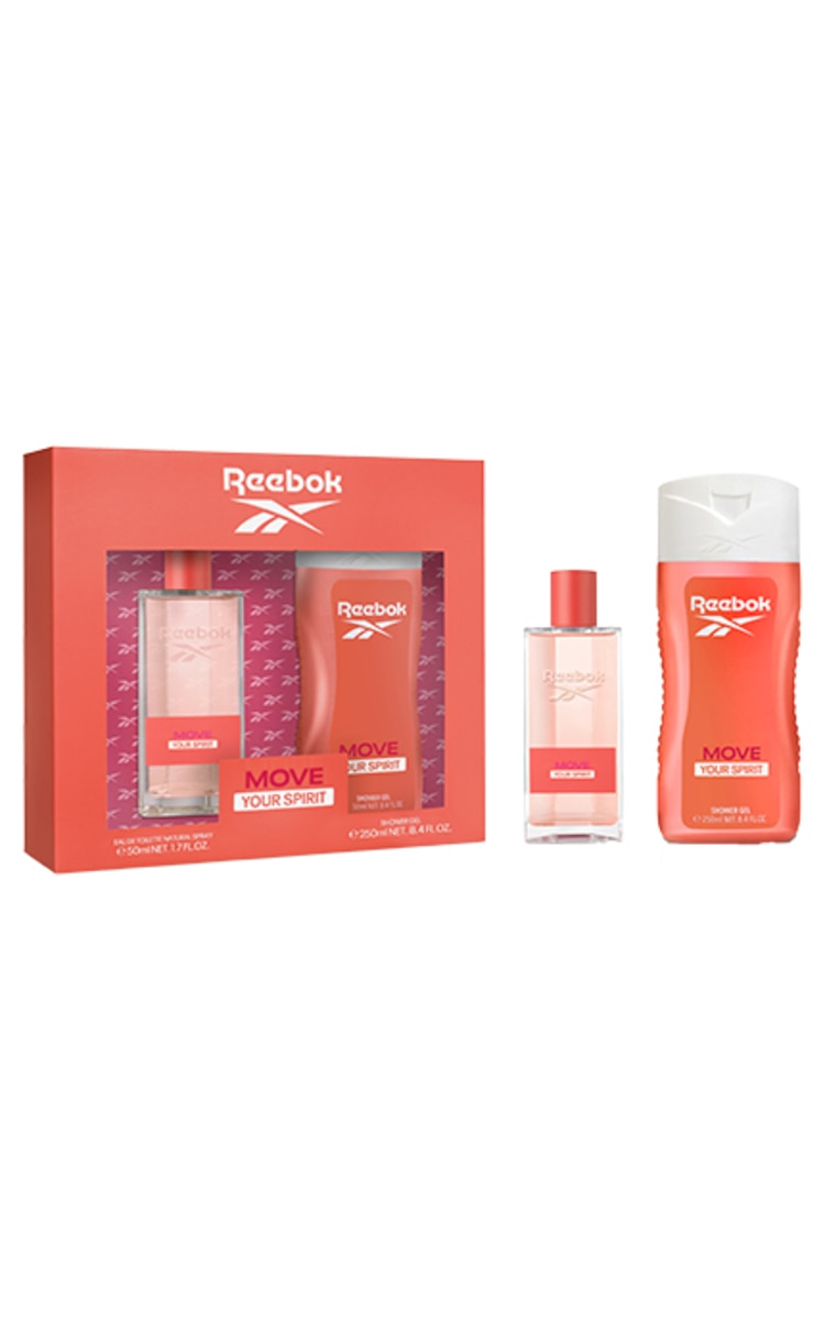 REEBOK REEBOK, MOVE YOUR SPIRIT, moteriškas tualetinis vanduo 50 ml. + dušo želė 250 ml. 1 vnt.