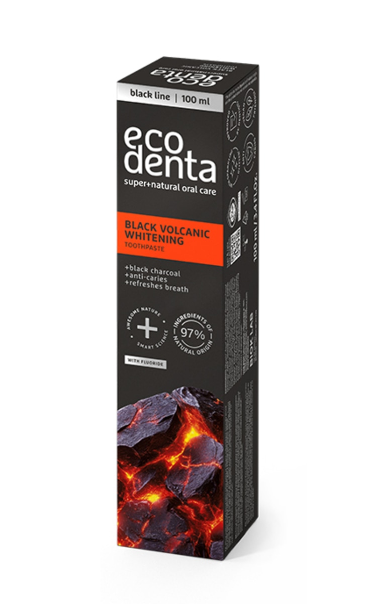 ECODENTA ECODENTA, juoda balinamoji dantų pasta su vulkano mineralais, 100 ml.