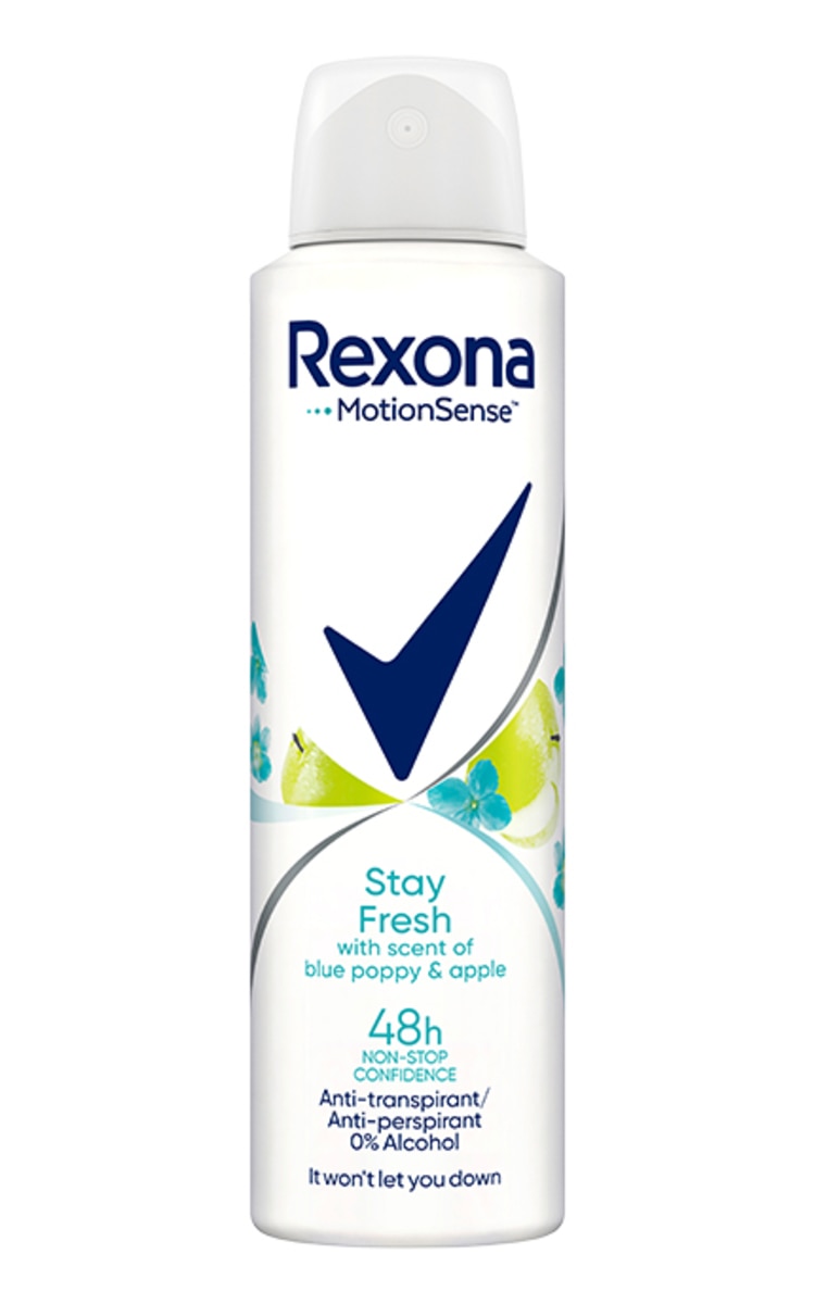 REXONA REXONA, STAY FRESH BLUE POPPY&APPLE, moteriškas purškiamas dezodorantas, 150 ml 150 ml