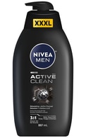  NIVEA MEN undefined NIVEA MEN, ACTIVE CLEAN, dušo želė kūnui, veidui ir plaukams, 887 ml.  