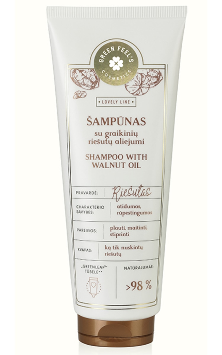 GREEN FEEL'S GREEN FEEL'S, šampūnas su natūraliu alaus mielių ekstraktu ir graikinių riešutų aliejumi, 250 ml 250 ml