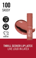 RIMMEL, THRILL SEEKER, LIP LATEX, skysti lūpų dažai, 100 SASSY, 6 ml.