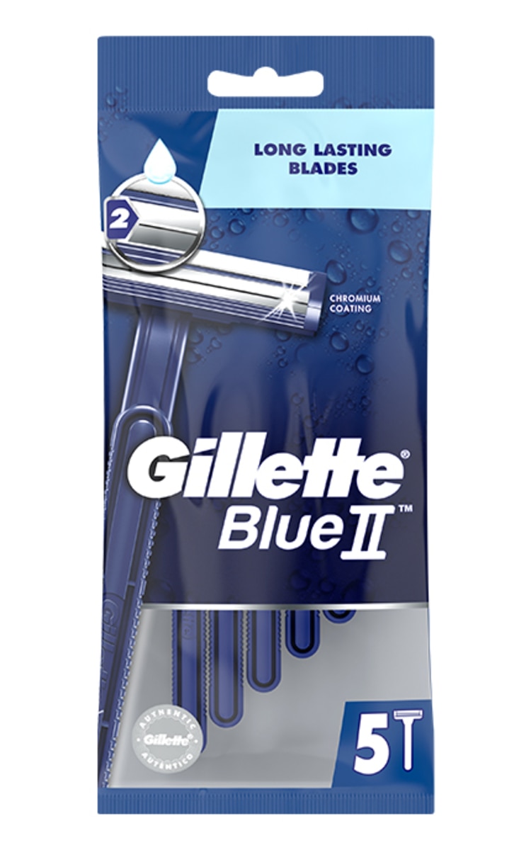 GILLETTE GILLETTE, BLUE II ,skustuvai pakelyje, neišardyti, 5 vnt. 1 vnt.