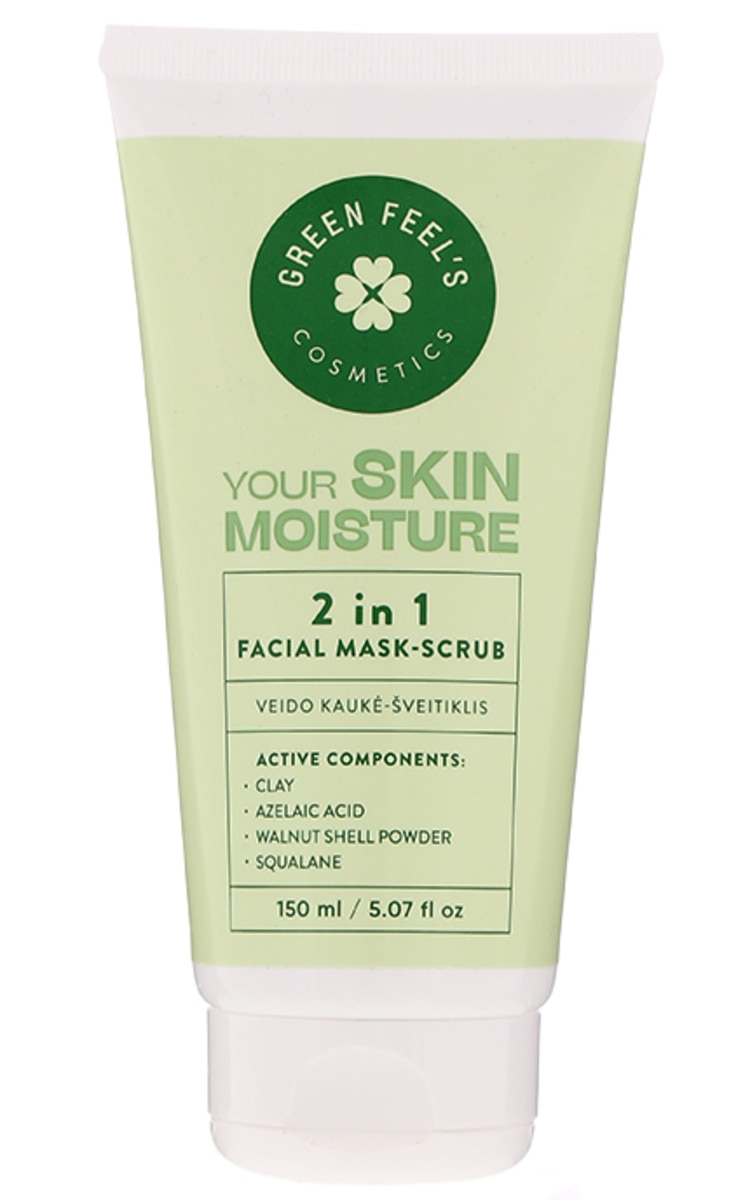 GREEN FEEL'S GREEN FEELS, YOUR SKIN MOISTURE, 2in1 veido kaukė – šveitiklis, 150 ml.