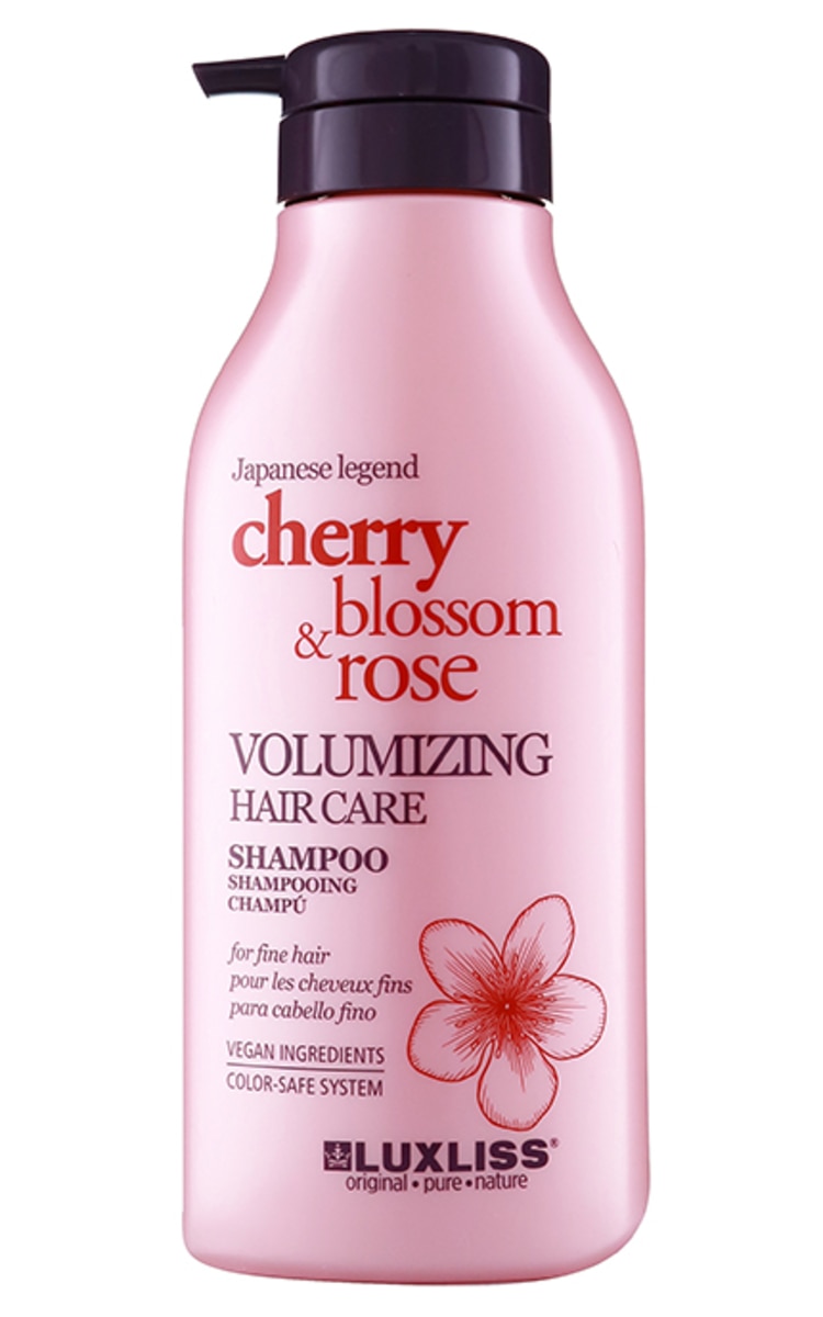 LUXLISS LUXLISS, JAPANESE LEGEND, CHERRY BLOSSOM & ROSE OIL, šampūnas, ploniems plaukams suteikiantis apimties, 500 ml.