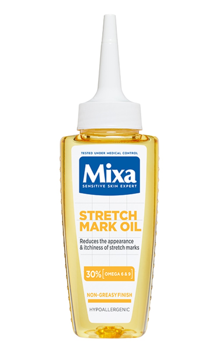 MIXA MIXA, NIACINAMIDE BRIGHT, aliejus nuo strijų, su omega 6 ir 9, 100 ml.