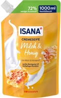 ISANA, MILK & HONEY, kreminis muilas, papildymas, 1000 ml. ISANA undefined ISANA, MILK & HONEY, kreminis muilas, papildymas, 1000 ml.