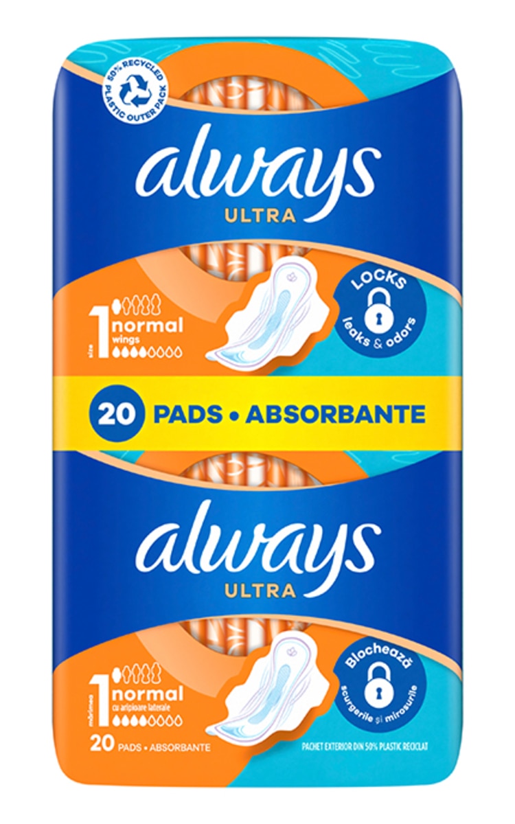 ALWAYS ALWAYS, ULTRA NORMAL PLUS, higieniniai paketai, 20 vnt.