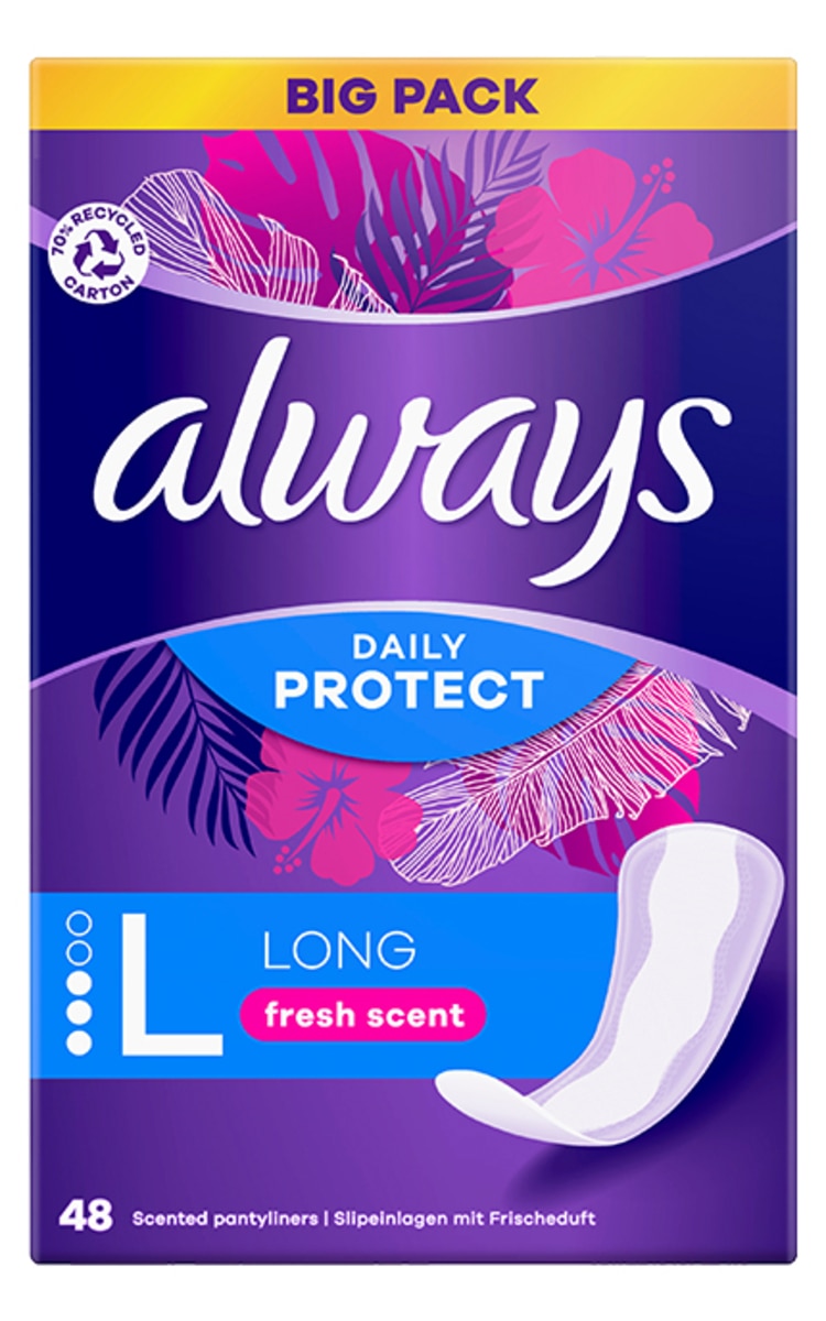 ALWAYS ALWAYS, LONG, FRESH SCENT, higieniniai įklotai, 48 vnt.