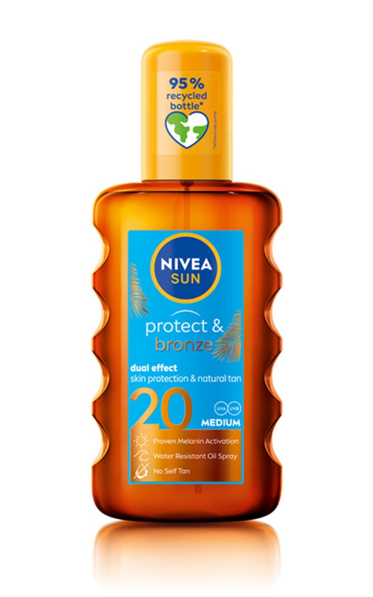 NIVEA, SUN, PROTECT & BRONZE, dvejopo poveikio apsauginis aliejus nuo saulės su promelanino ekstraktu, SPF 20 (vidutinė apsauga), 200 ml. 200 ml