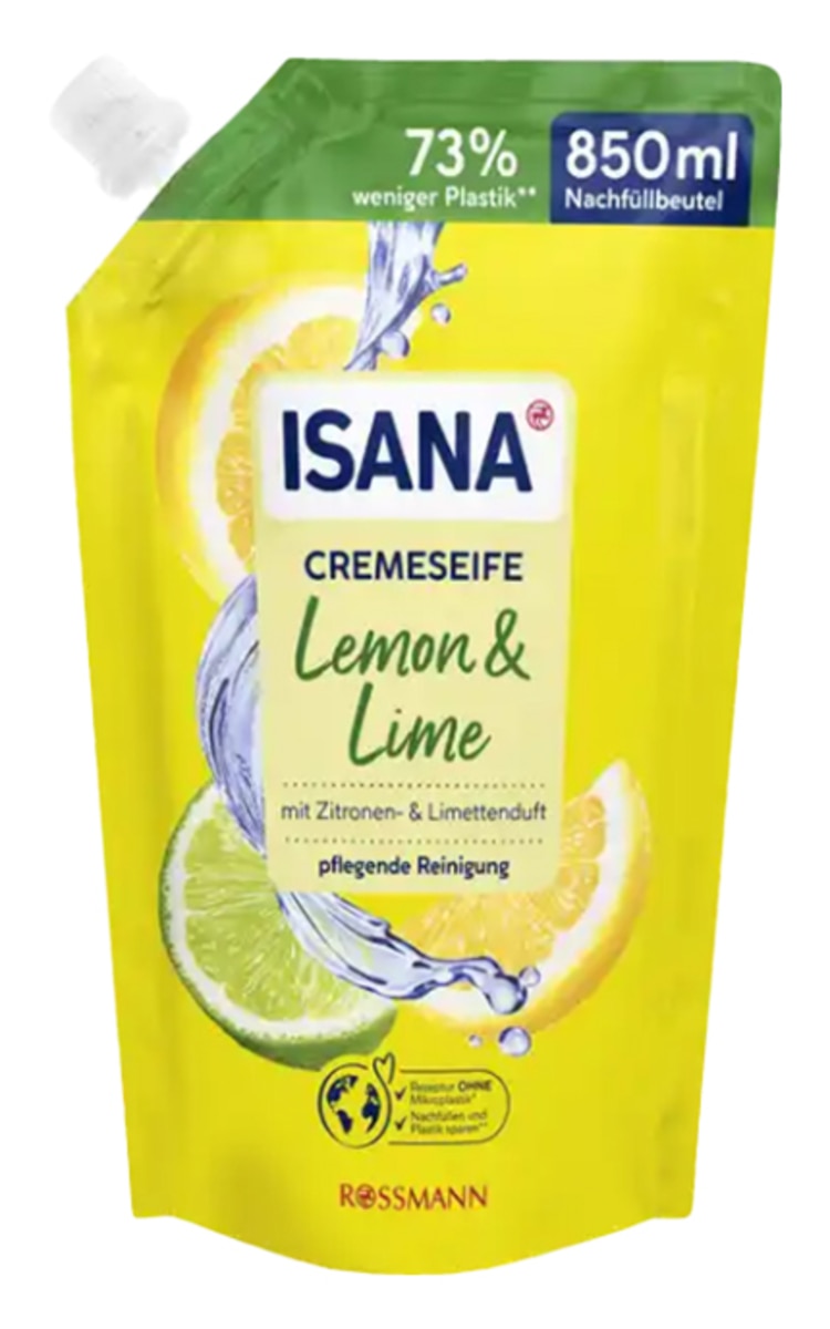 ISANA ISANA, LEMON & LIME, kreminis muilas su citrinų ir žaliųjų citrinų aromatu, 850 ml.