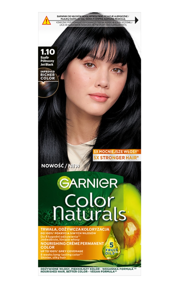 GARNIER COLOR NATURALS GARNIER, COLOR NATURALS, 1.10 JET BLACK, maitinamieji plaukų dažai, 1 vnt. 1 vnt.