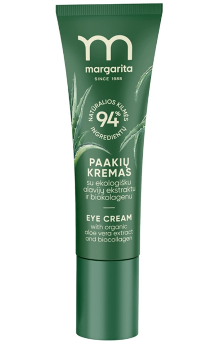 1 vnt. MARGARITA MARGARITA, paakių kremas su alavijų ekstraktu, biokolagenu ir vitaminais, 15 ml MARGARITA, paakių kremas su alavijų ekstraktu, biokolagenu ir vitaminais, 15 ml