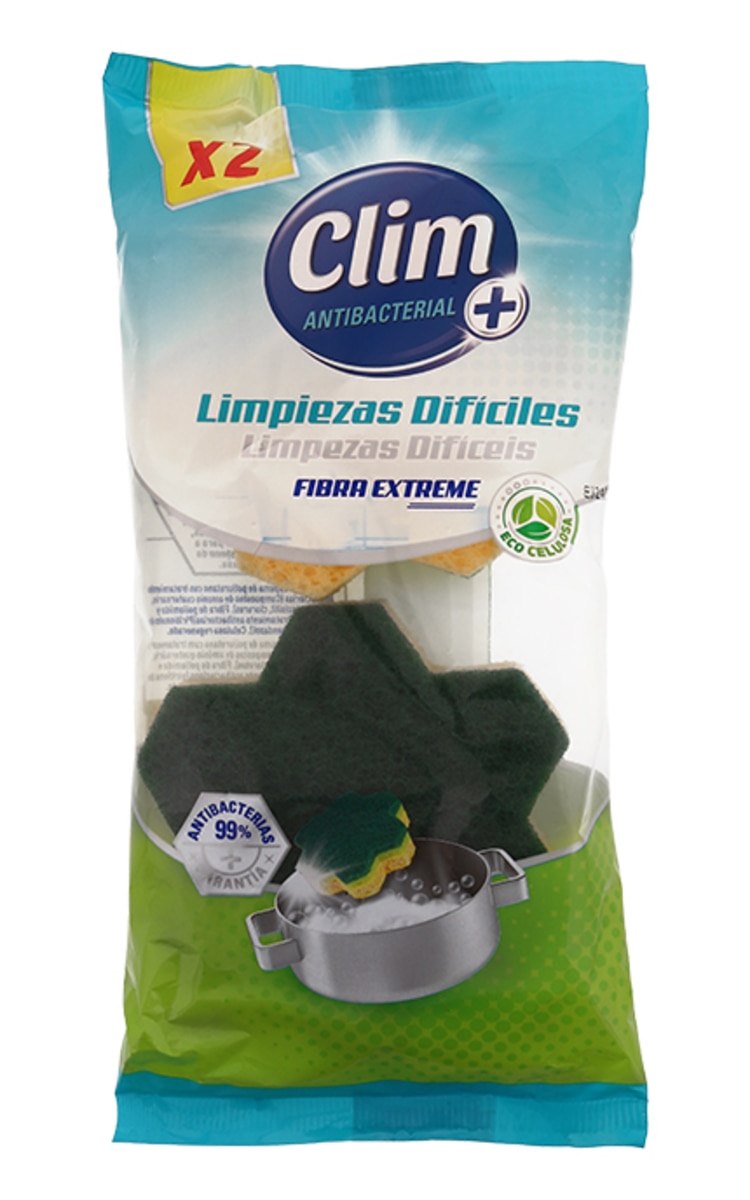 CLIM CLIM, ANTIBACTERIAL+, šveičiamosios kempinėlės, 2 vnt.
