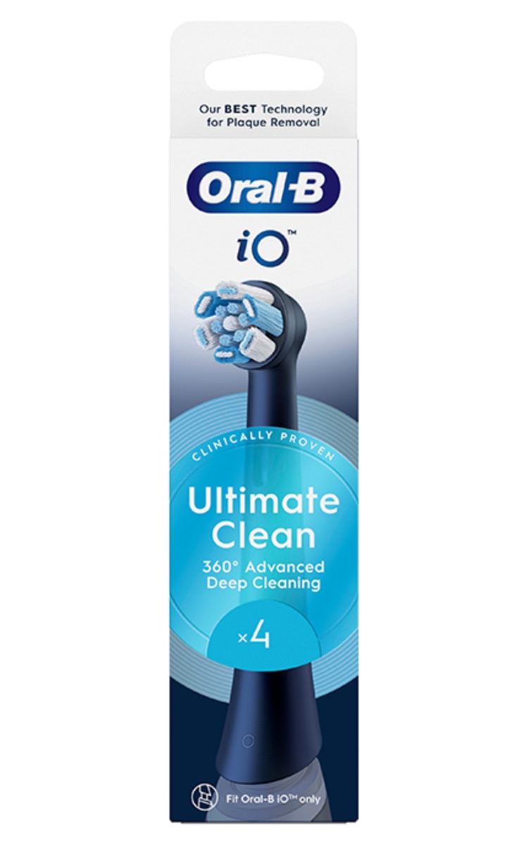 ORAL B ORAL-B, IO ULTIMATE CLEAN, elektrinio dantų šepetėlio galvutės, BLACK, 4 vnt.