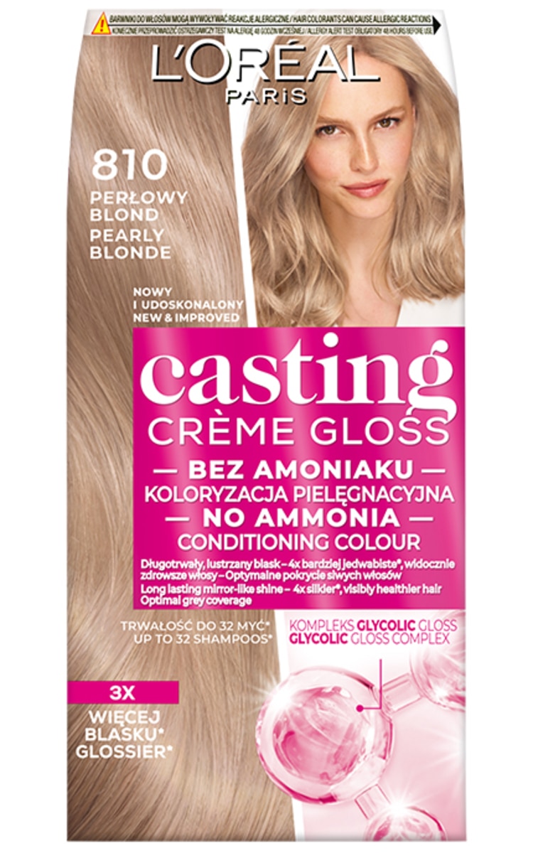 L′ORÉAL PARIS CASTING CREME GLOSS L'OREAL PARIS, CASTING CREME GLOSS, plaukų dažai, 810 SATIN BLONDE, 1 vnt.