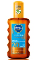  NIVEA SUN undefined NIVEA SUN, PROTECT & BRONZE, dvejopo poveikio apsauginis aliejus nuo saulės su promelanino ekstraktu, SPF20, vidutinė apsauga, 200 ml. 