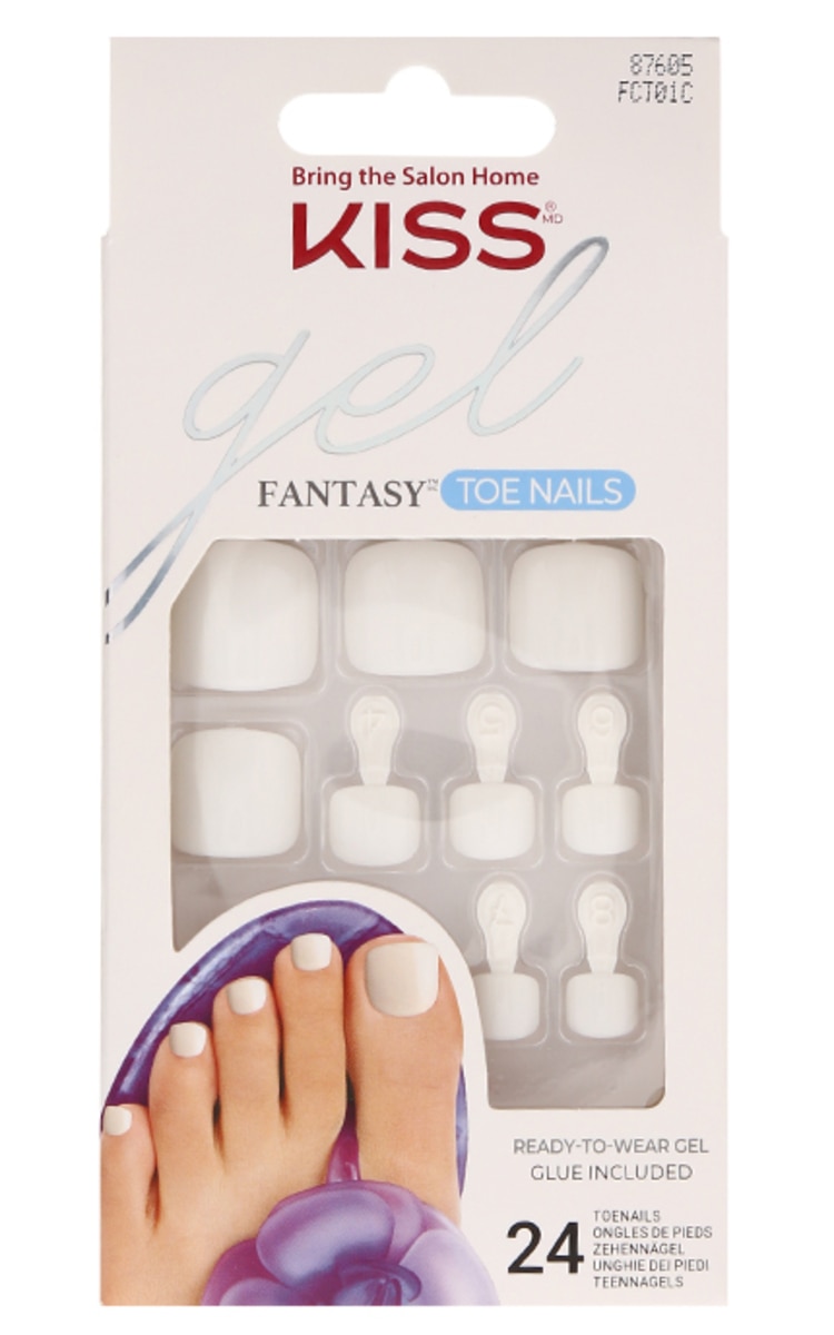 BRING THE SALON HOME KISS, GEL FANTASY, dirbtiniai kojų nagai, 24 vnt.